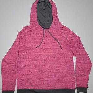 Reebok Womens Pink and Gray Pullover Hoodie with Drawstring Size Large